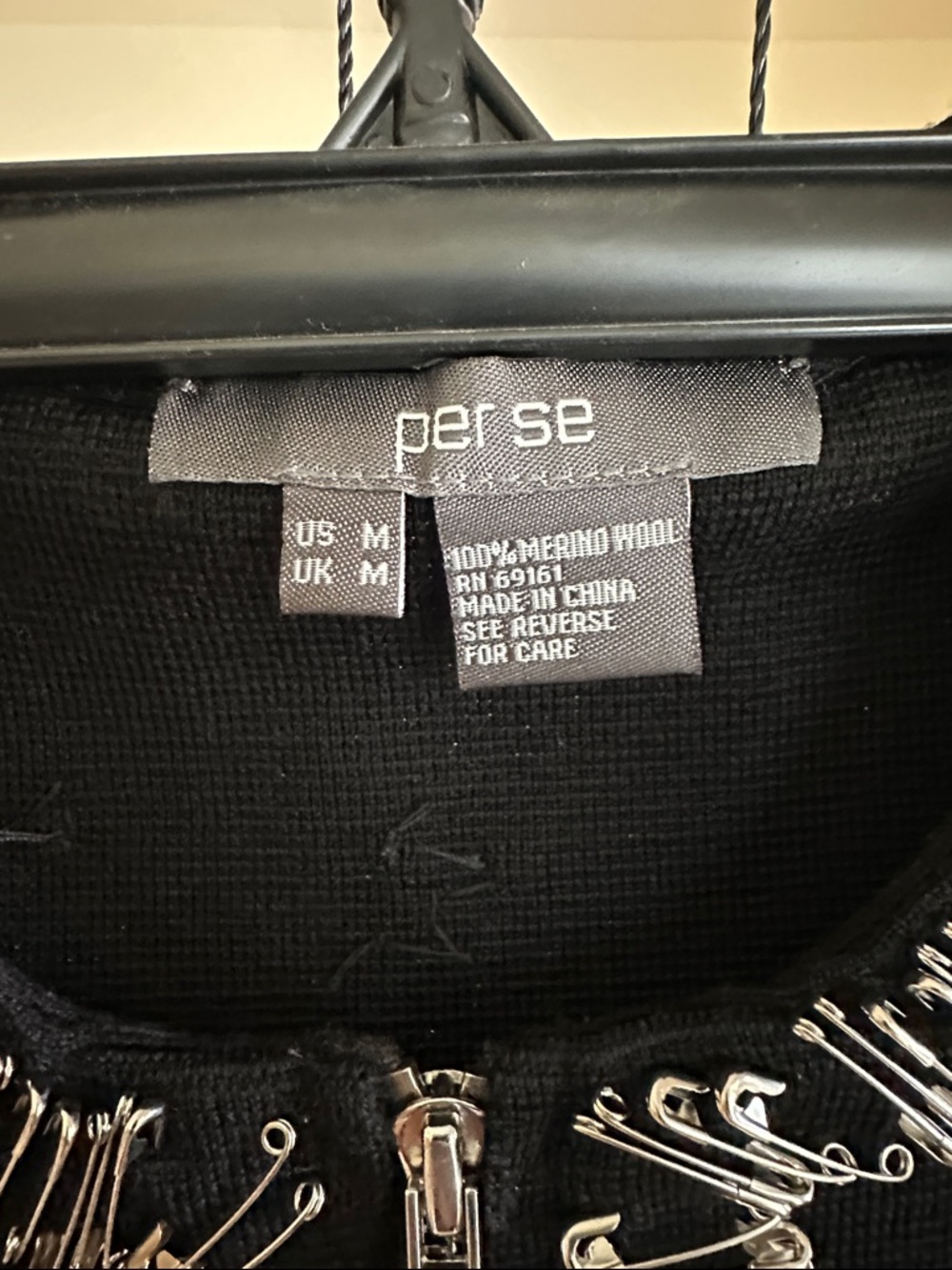 Per Se Black Embellished Sleeveless Zip Vest with Silver Accents - Picture 3 of 3